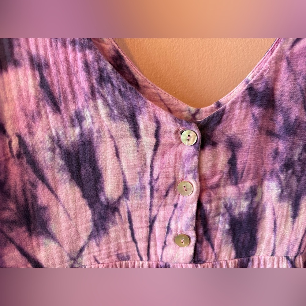 Show Me Your Mumu Weekend Mini Dress in purple tie, pockets, oversized fit Sz S - Picture 4 of 9
